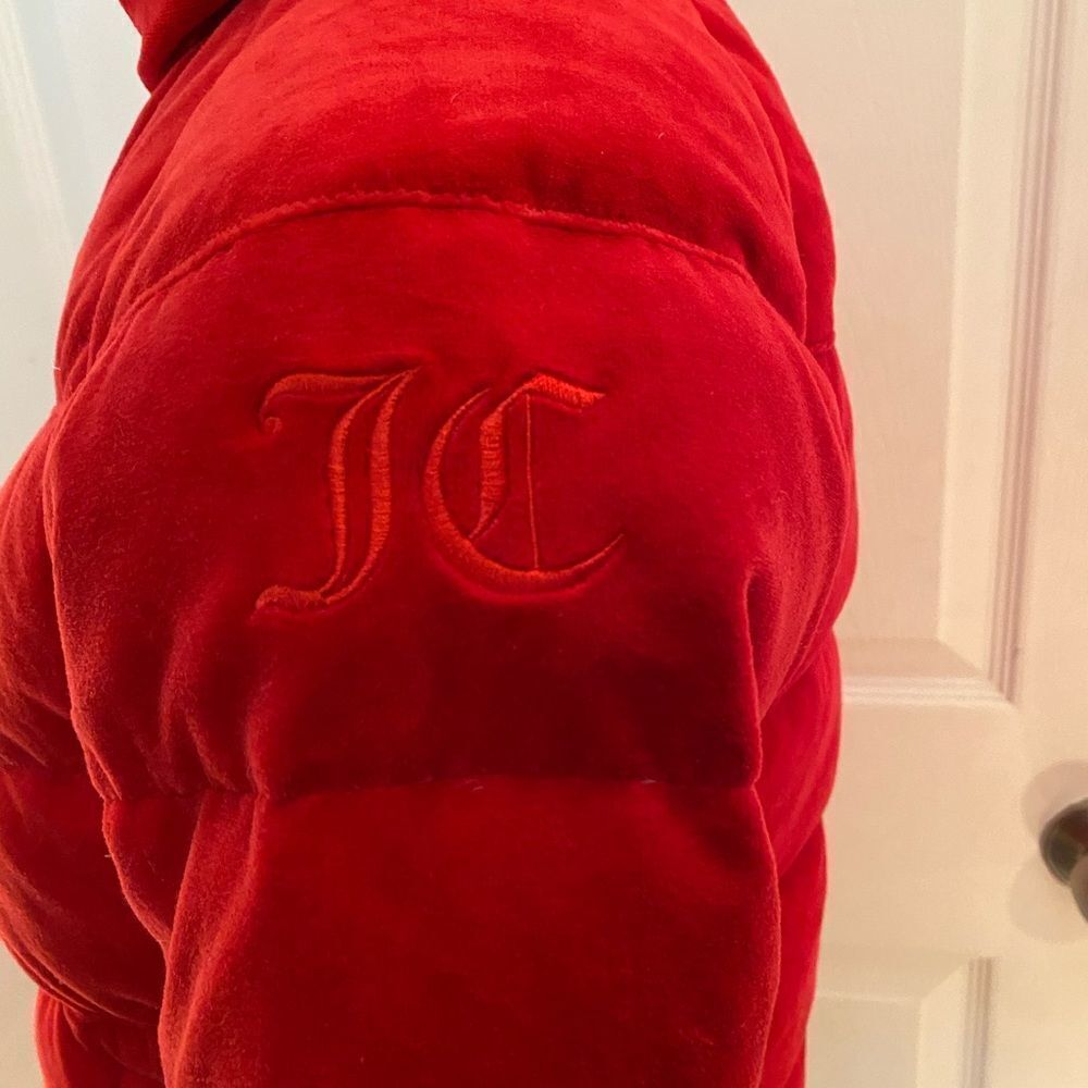 Juicy Couture Black Label Solid Red Velour Quilte… - image 7